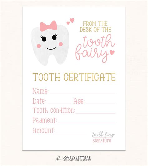 Tooth Fairy Certificate Template Free