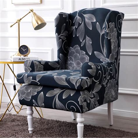 Stretch 2 Piece Wingback Chair Covers ,Washable Wingback Chair Slipcovers,Spandex Elastic ...