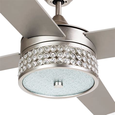 Modern Crystal Ceiling Fan With Remote Control, Satin Nickel - Contemporary - Ceiling Fans - by ...