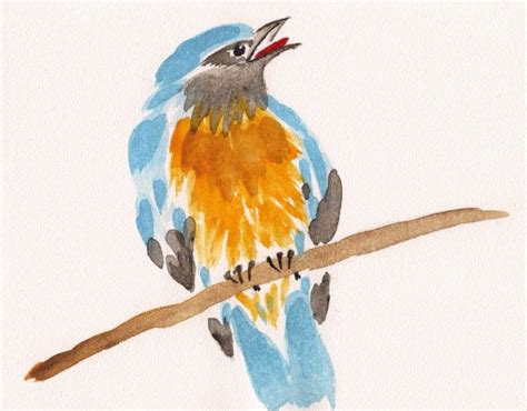 Watercolor drawing of cute bird — Stock Photo © Oksana #31045433