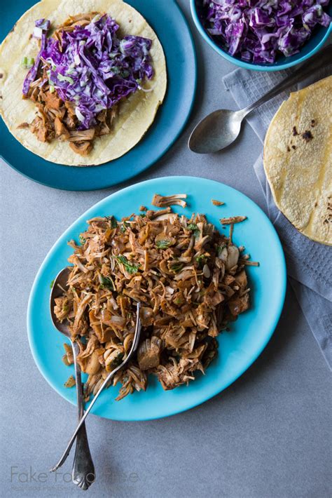 Jackfruit Tacos with Coconut Lime Purple Cabbage and Green Onion Slaw ...