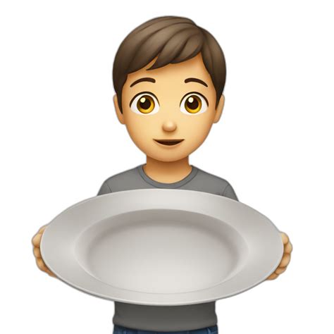 Gourmet plate with little food in the middle and big empty round border | AI Emoji Generator