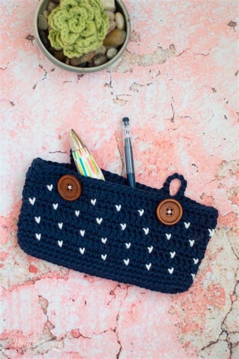 Faux Knit Crochet Pencil Pouch - CROCHET PATTERN