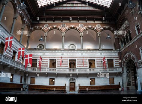 Copenhagen town hall Interior. City Hall. Historic City Hall Building in Denmark. interior Hall ...