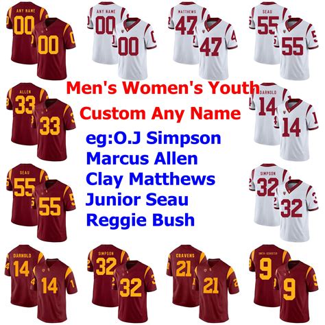 2020 USC Trojans Jerseys 7 Matt Barkley Jersey 42 Ronnie Lott Troy ...