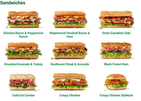 Subway Menu Prices Canada