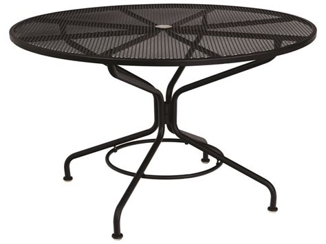 Woodard Mesh Wrought Iron 48'' Round Table with Umbrella Hole -Textured Black | 280137N.92