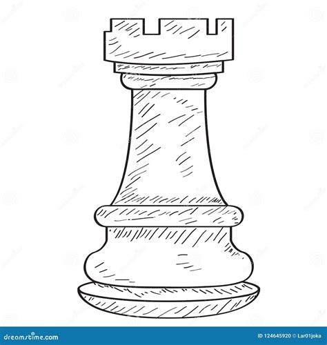 Retro Sketch of a Rook Chess Piece Stock Vector - Illustration of ...