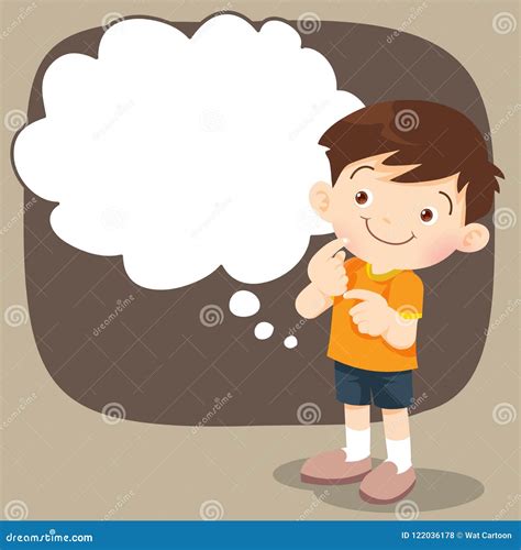 Children Boy Stand Thinking Actions Stock Vector - Illustration of creative, idea: 122036178