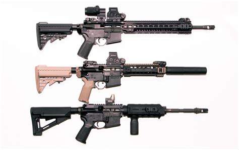 brown, aggression, black color, military, AR-15, three, white background, security, rifles ...