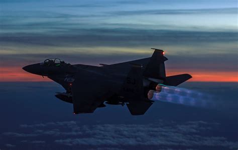 Boeing F-15E Strike Eagle Throttle on in the Evening ~ Aircraft Wallpaper