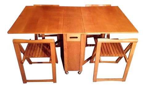 1960s Mid-Century Modern Drop Leaf Wooden Dining Set - 5 Pieces on Chairish.com | Dining table ...