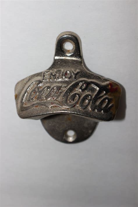 Coca-Cola Bottle Opener Wall Mount metal soda pop beer coke