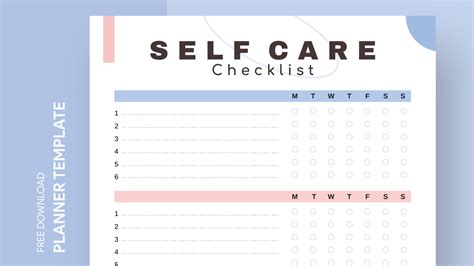 Self Care Checklist Free Google Docs Template - gdoc.io