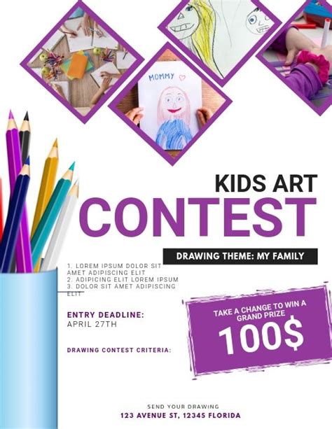 Kids Art Contest Flyer Template | Art contest, Contest poster, Art for kids