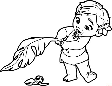 Baby Moana Coloring Page - Free Coloring Pages Online