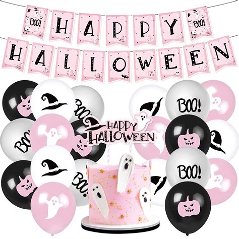 Buy Pink Halloween Party Decorations, Pastel Halloween Decorations with Happy Halloween Banner ...