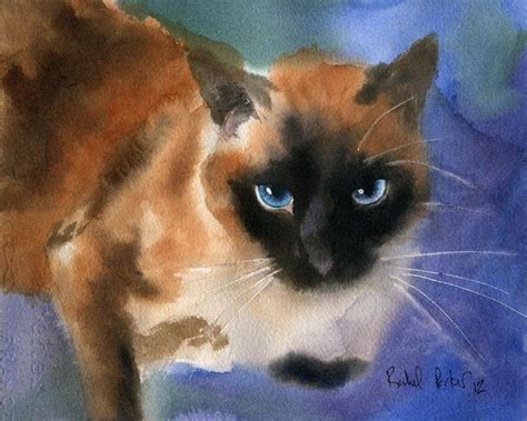 Rachel's Studio Blog: New Applehead Siamese Cat Art - "Applehead in Repose" Watercolor Painting