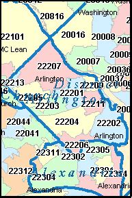 ARLINGTON County, Virginia Digital ZIP Code Map