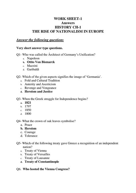 SOLUTION: Nationalism in europe worksheet 1 with answers - Studypool