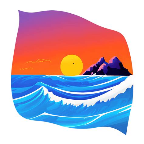 Beach Waves Sunset Graphic · Creative Fabrica