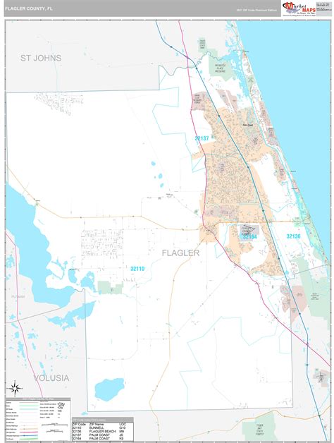 Flagler County, FL Wall Map Premium Style by MarketMAPS