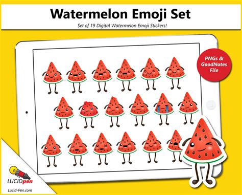 Watermelon Emoji Digital Sticker Set – LucidPen