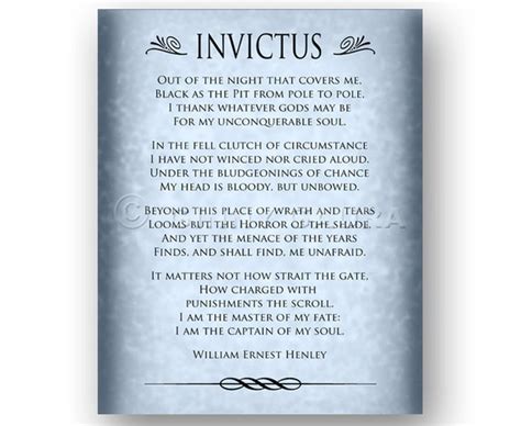 Invictus Poem by William Ernest Henley 8x10 Instant - Etsy