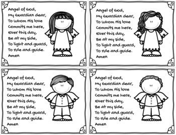 Angel of God Prayer Card by Bookmarks and More | TpT