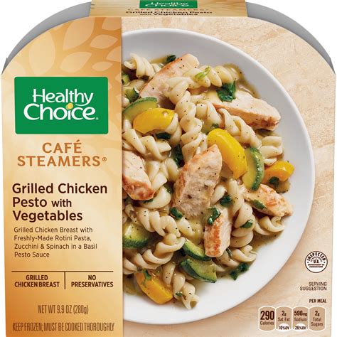 Healthy Choice Cafe Steamers Frozen Dinner, Grilled Chicken Pesto with ...