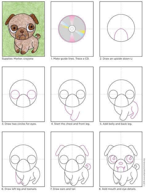 Step By Step How To Draw A Pug at Drawing Tutorials