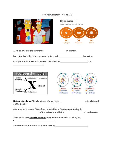 Isotopes Worksheet