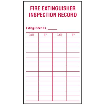 Fire Extinguisher Inspection Record Labels | Seton