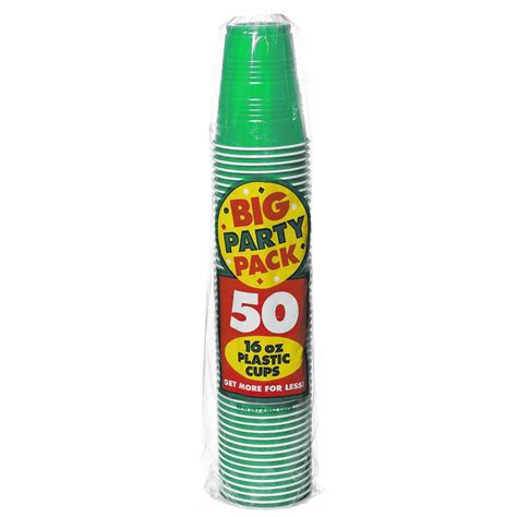 Festive Green Big Party Pack 16 oz. Plastic Cups