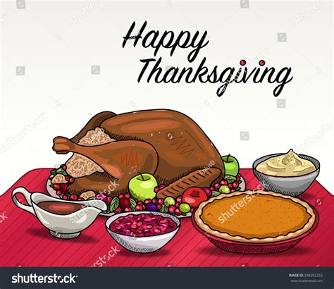 Vector Thanksgiving Table Stock Vector (Royalty Free) 338392253