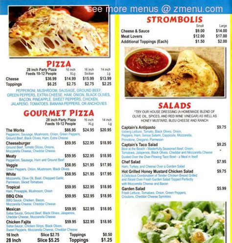 Online Menu of Captains Pizza & Sub Restaurant, Ocean City, Maryland ...