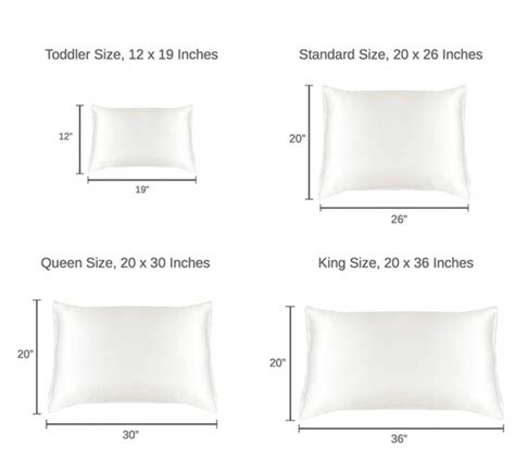 Standard Pillow and Pillowcase Size Chart Guide Updated January 2025