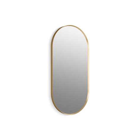 KOHLER Essential 20. in. W x 40 in. H Framed Oval Wall Mount Vanity Mirror in Modern Brushed ...