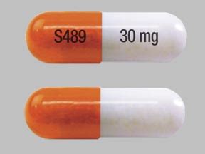 S489 30 mg Pill Orange & White Capsule/Oblong - Pill Identifier