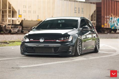 Slammed Beauty: Black VW Golf GTI on Custom Rims | Gti, Vw golf, Golf gti