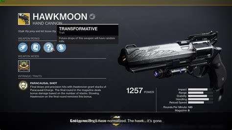 Hawkmoon Paracausal Shot Damage Values : r/DestinyTheGame