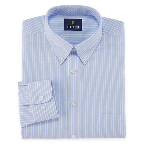 Stafford Mens Wrinkle Free Oxford Button Down Collar Athletic Fit Dress ...