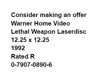 Lethal Weapon Laserdisc Mel Gibson Danny Glover 1992 Warner Home Video ...