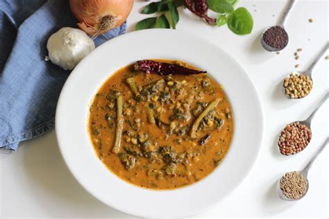 Malabar spinach curry | basale soppu sambar - Plateful of veggies