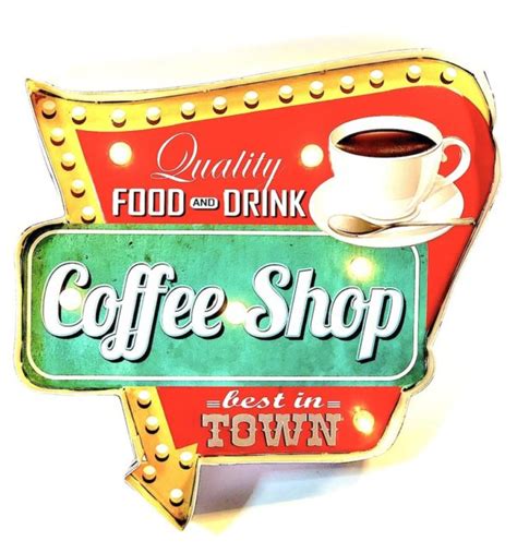 Vintage coffee sign for coffee shop | QUALITY FOOD AND DRINK COFFEE SHOP – The Retro Signs