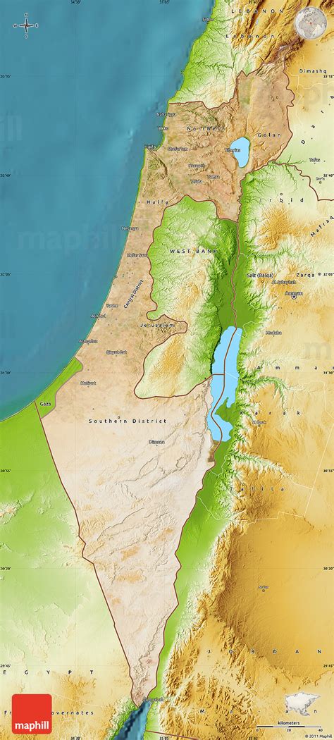 Satellite Map of Israel, physical outside, satellite sea