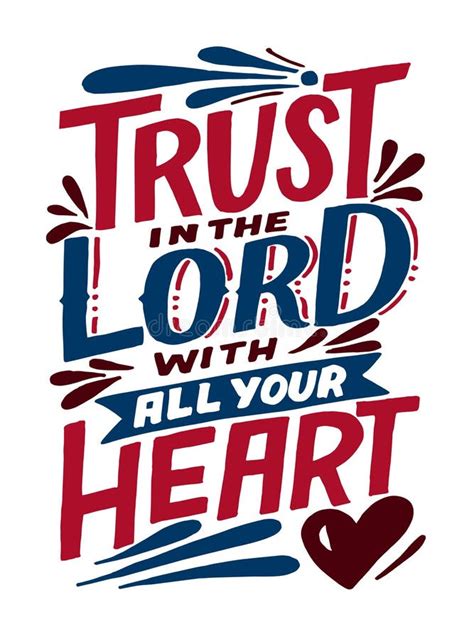 Hand Lettering and Bible Verse Trust in the Lord with All Your Heart. Stock Vector ...