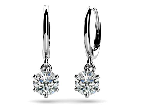 Six Prong Solitaire Diamond Drop Earrings