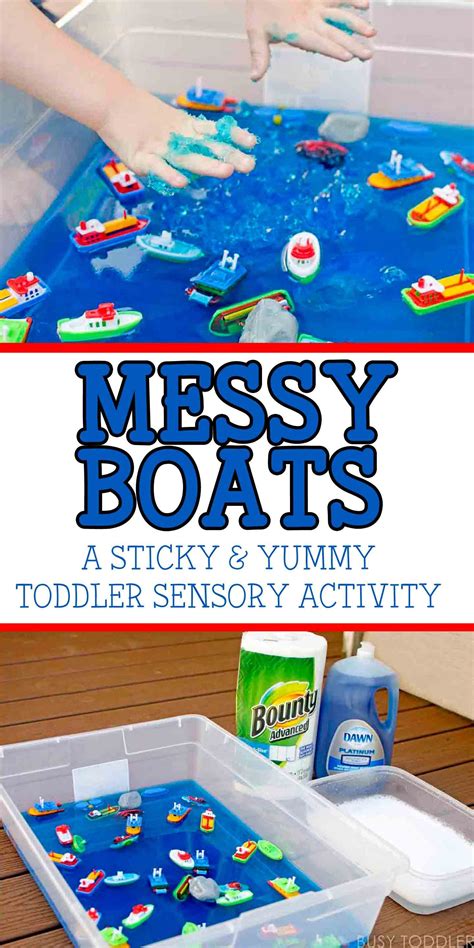 Messy Boats: Sticky, Yummy Toddler Play - Busy Toddler | Busy toddler, Summer activities for ...