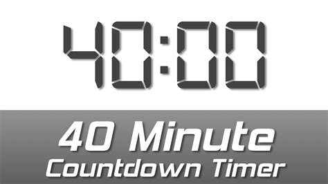 40 min simple white digital clock countdown timer with ending bell - YouTube